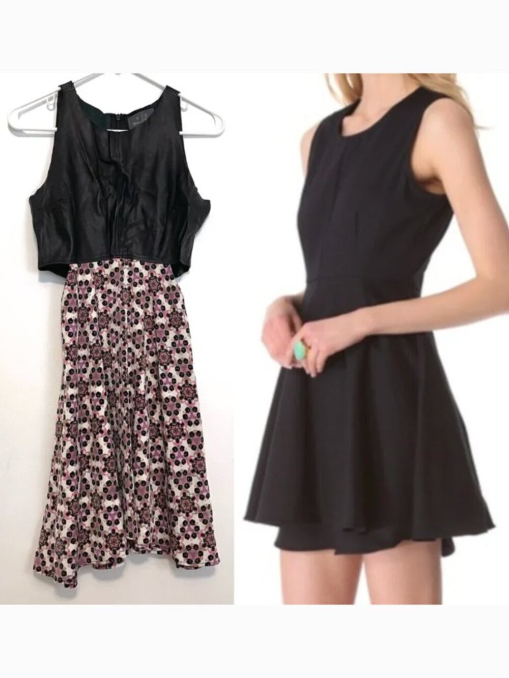 PJK PATTERSON J. KINCAID ANTHROPOLOGIE Black Leather Cutout Mini Fit Flare Dress
